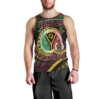 Personalised Vanuatu Men Tank Top Yumi 45th Hapi Independens Dei - Black Version LT14