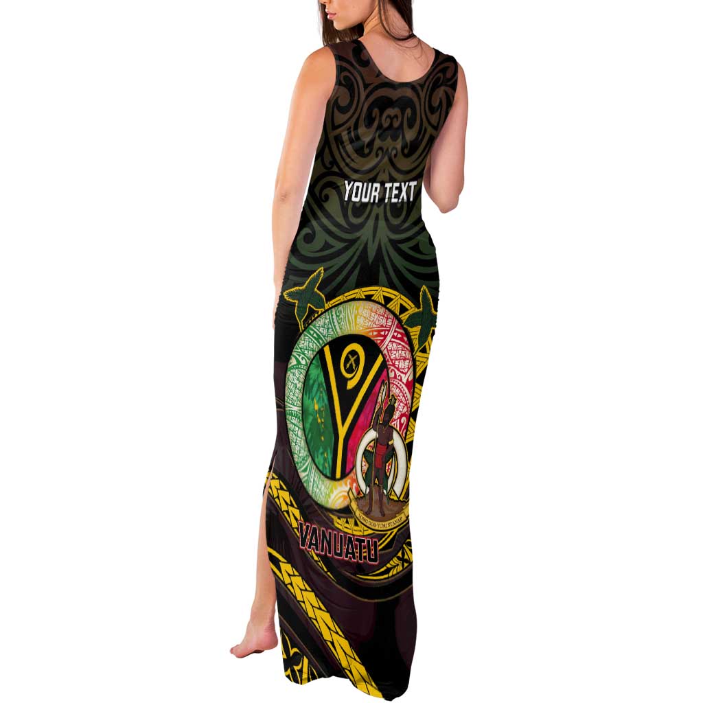 Personalised Vanuatu Tank Maxi Dress Yumi 45th Hapi Independens Dei - Black Version LT14