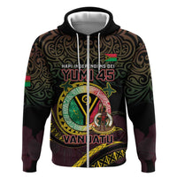 Personalised Vanuatu Zip Hoodie Yumi 45th Hapi Independens Dei - Black Version LT14