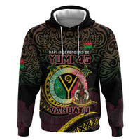 Personalised Vanuatu Zip Hoodie Yumi 45th Hapi Independens Dei - Black Version LT14
