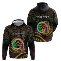 Personalised Vanuatu Zip Hoodie Yumi 45th Hapi Independens Dei - Black Version LT14