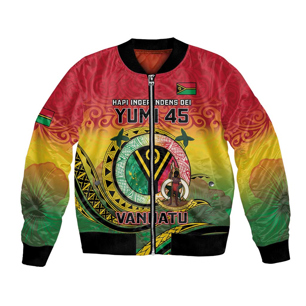 Personalised Vanuatu Bomber Jacket Yumi 45th Hapi Independens Dei - Reggae Version LT14