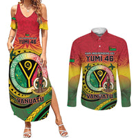 Personalised Vanuatu Couples Matching Summer Maxi Dress and Long Sleeve Button Shirt Yumi 46th Hapi Independens Dei - Reggae Version LT14 Reggae - Polynesian Pride