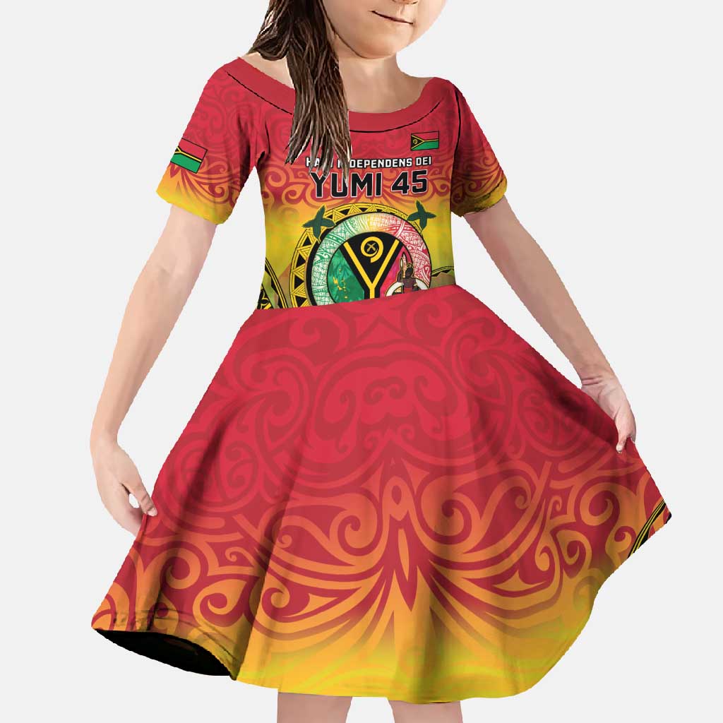 Personalised Vanuatu Family Matching Long Sleeve Bodycon Dress and Hawaiian Shirt Yumi 45th Hapi Independens Dei - Reggae Version LT14