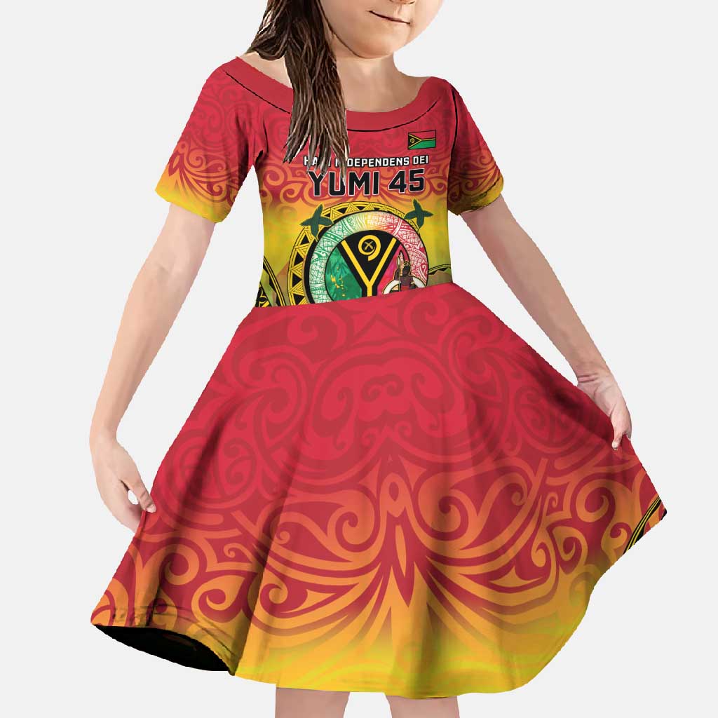 Personalised Vanuatu Family Matching Off Shoulder Maxi Dress and Hawaiian Shirt Yumi 45th Hapi Independens Dei - Reggae Version LT14