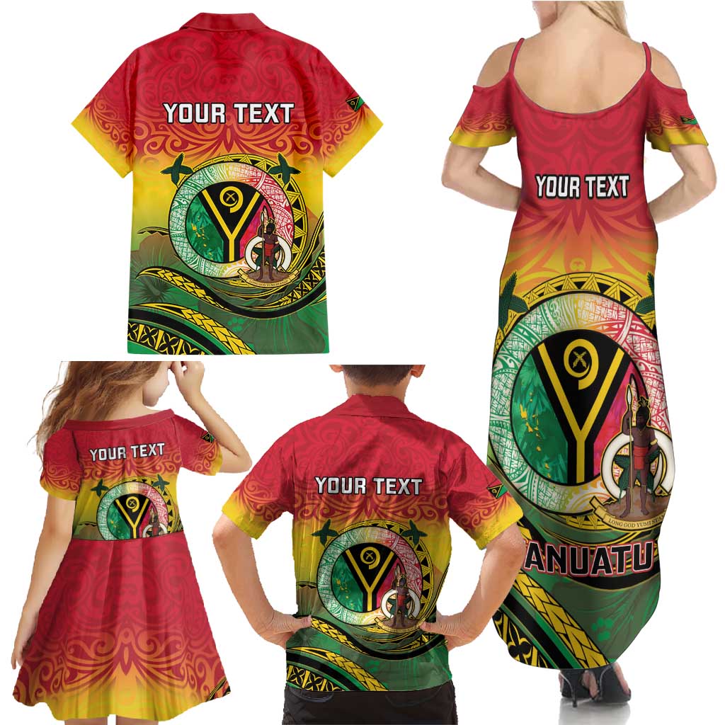 Personalised Vanuatu Family Matching Summer Maxi Dress and Hawaiian Shirt Yumi 45th Hapi Independens Dei - Reggae Version LT14