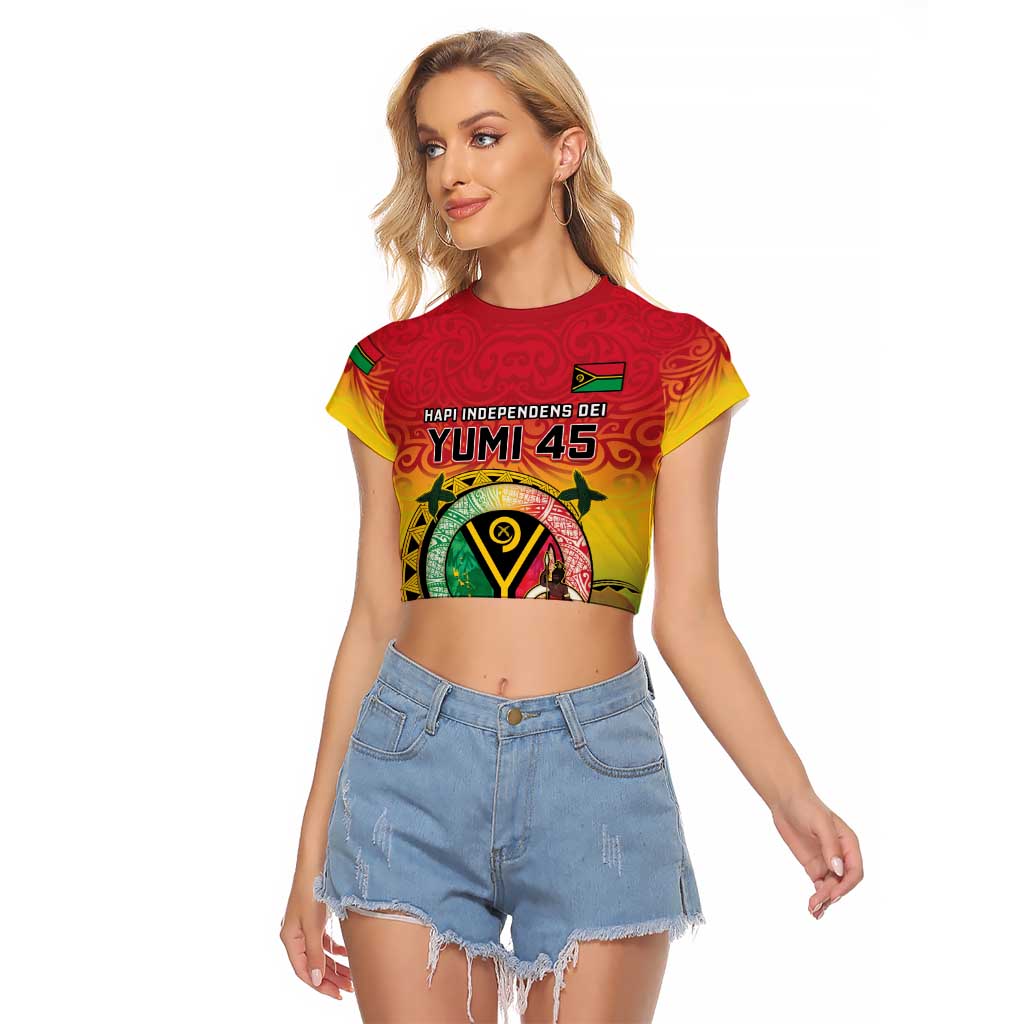 Personalised Vanuatu Raglan Cropped T Shirt Yumi 45th Hapi Independens Dei - Reggae Version LT14