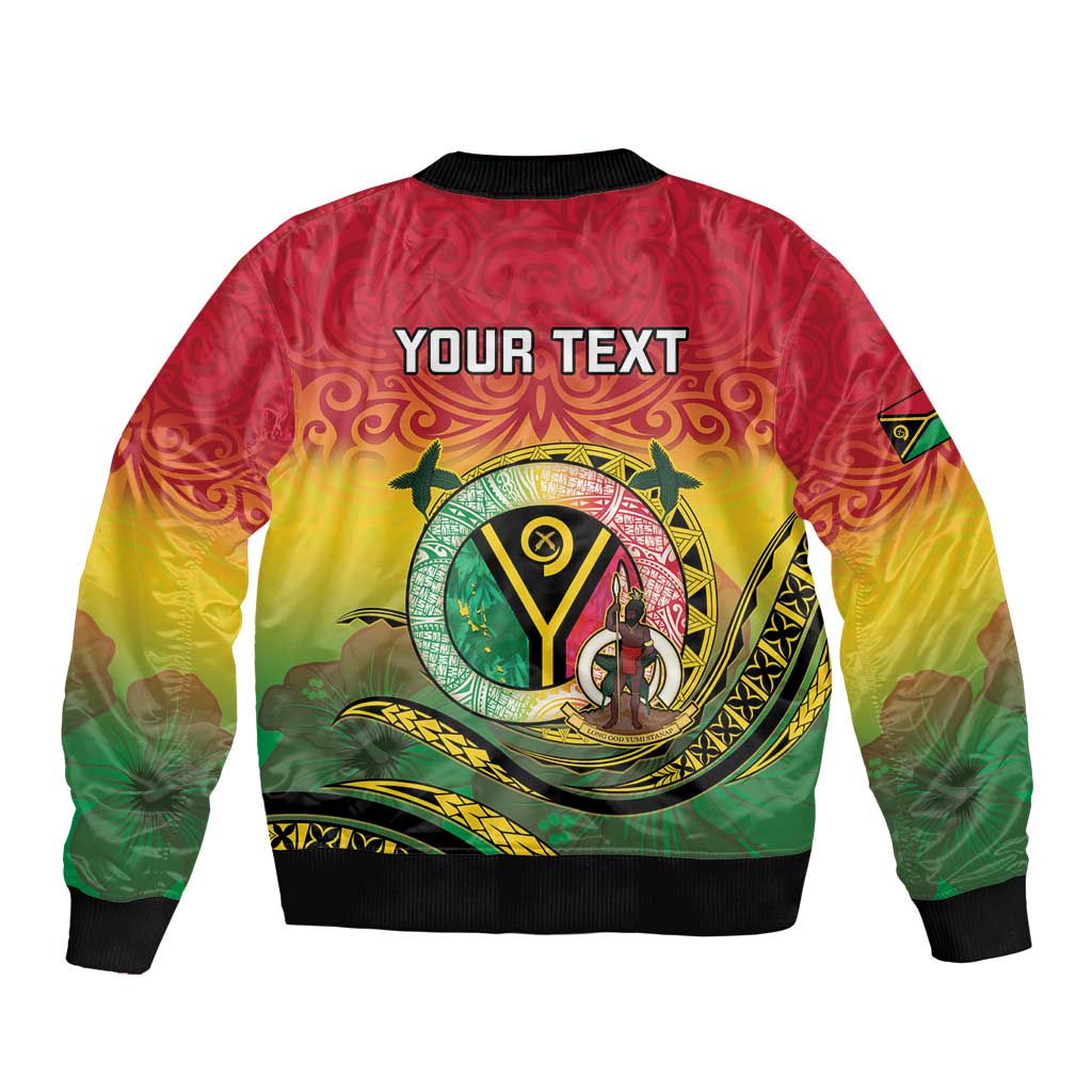 Personalised Vanuatu Sleeve Zip Bomber Jacket Yumi 45th Hapi Independens Dei - Reggae Version LT14