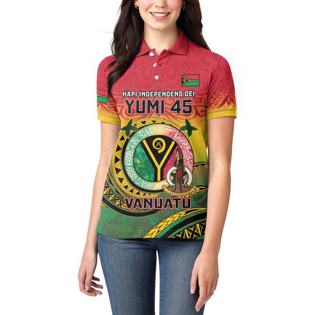 Personalised Vanuatu Women Polo Shirt Yumi 45th Hapi Independens Dei - Reggae Version LT14