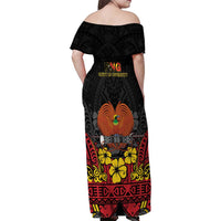 Papua New Guinea Independence Day Family Matching Off Shoulder Maxi Dress and Hawaiian Shirt PNG Bird of Paradise 50th Anniversary LT14