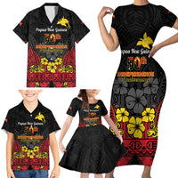 Papua New Guinea Independence Day Family Matching Short Sleeve Bodycon Dress and Hawaiian Shirt PNG Bird of Paradise 50th Anniversary LT14