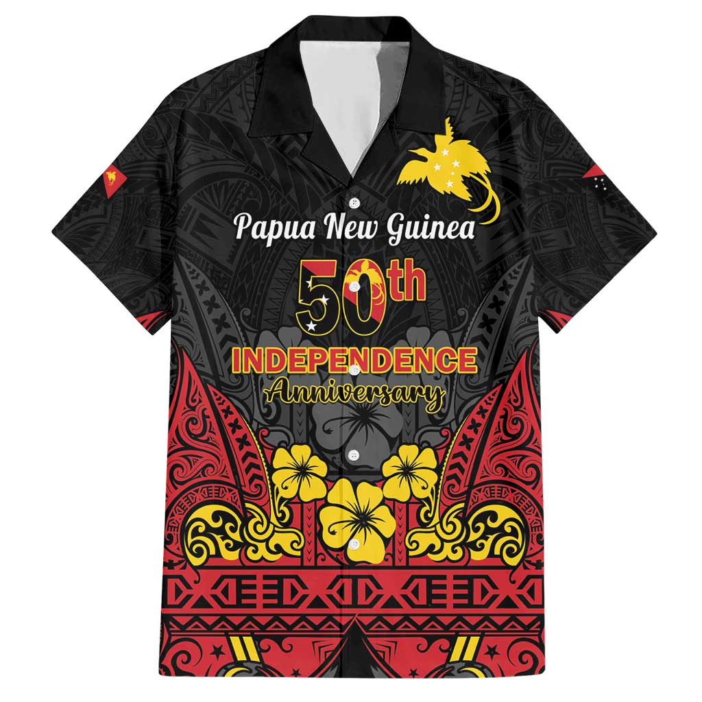 Papua New Guinea Independence Day Family Matching Short Sleeve Bodycon Dress and Hawaiian Shirt PNG Bird of Paradise 50th Anniversary LT14