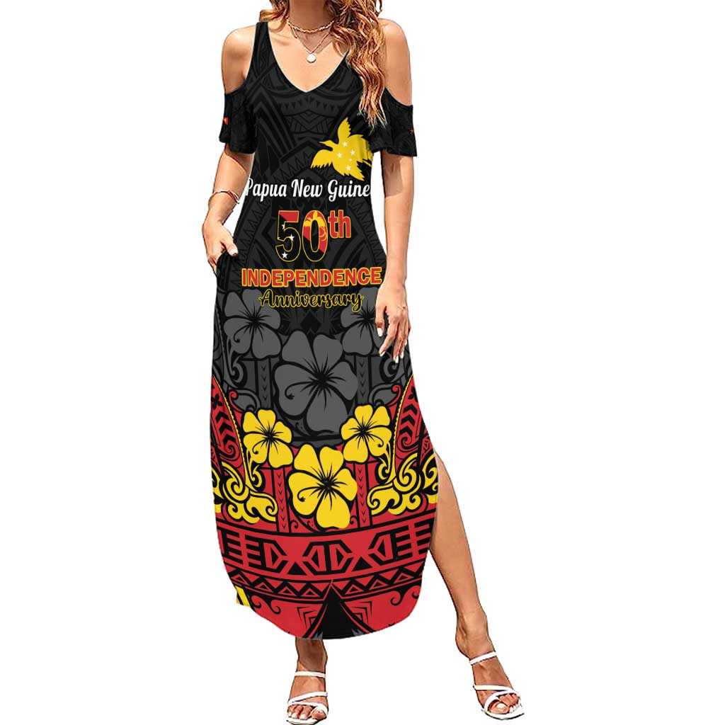 Papua New Guinea Independence Day Family Matching Summer Maxi Dress and Hawaiian Shirt PNG Bird of Paradise 50th Anniversary LT14