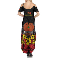 Papua New Guinea Independence Day Family Matching Summer Maxi Dress and Hawaiian Shirt PNG Bird of Paradise 50th Anniversary LT14
