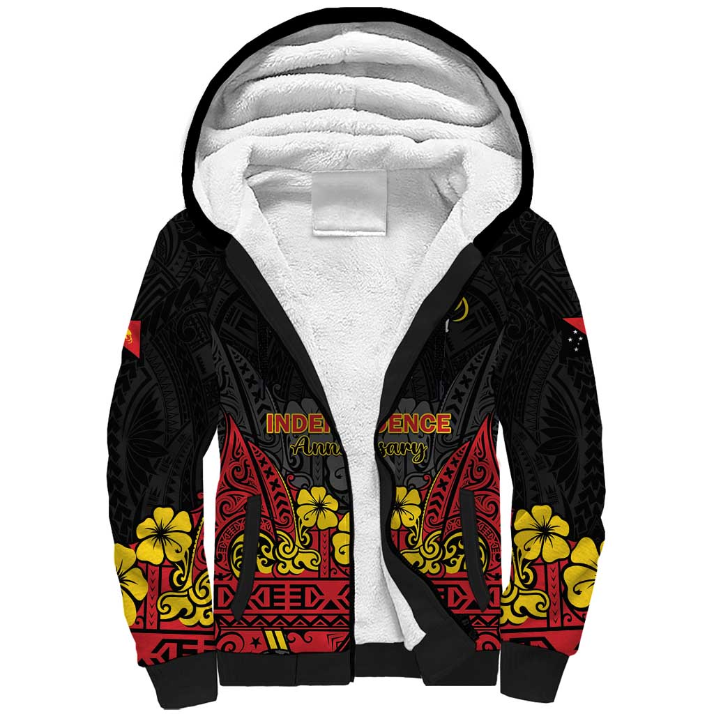 Papua New Guinea Independence Day Sherpa Hoodie PNG Bird of Paradise 50th Anniversary LT14