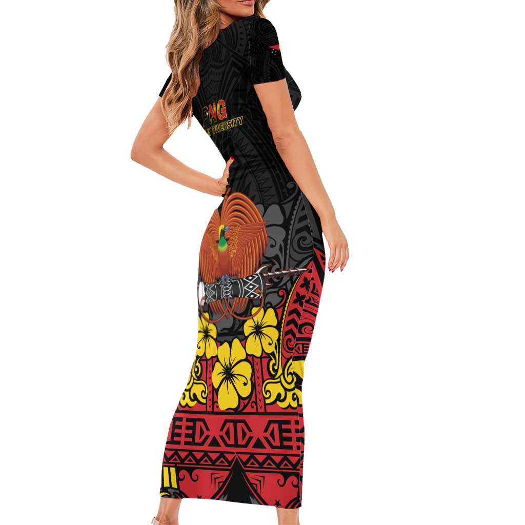 Papua New Guinea Independence Day Short Sleeve Bodycon Dress PNG Bird of Paradise 50th Anniversary LT14