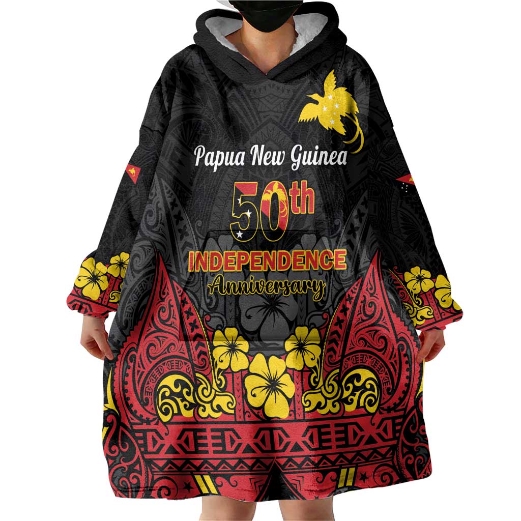 Papua New Guinea Independence Day Wearable Blanket Hoodie PNG Bird of Paradise 50th Anniversary LT14