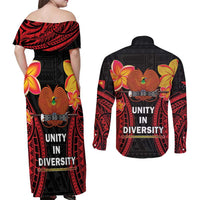 Papua New Guinea Independence Day Couples Matching Off Shoulder Maxi Dress and Long Sleeve Button Shirt PNG Since 1975 LT14