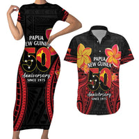 Papua New Guinea Independence Day Couples Matching Short Sleeve Bodycon Dress and Hawaiian Shirt PNG Since 1975 LT14