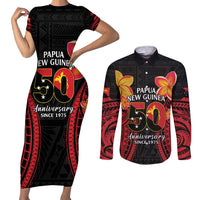 Papua New Guinea Independence Day Couples Matching Short Sleeve Bodycon Dress and Long Sleeve Button Shirt PNG Since 1975 LT14