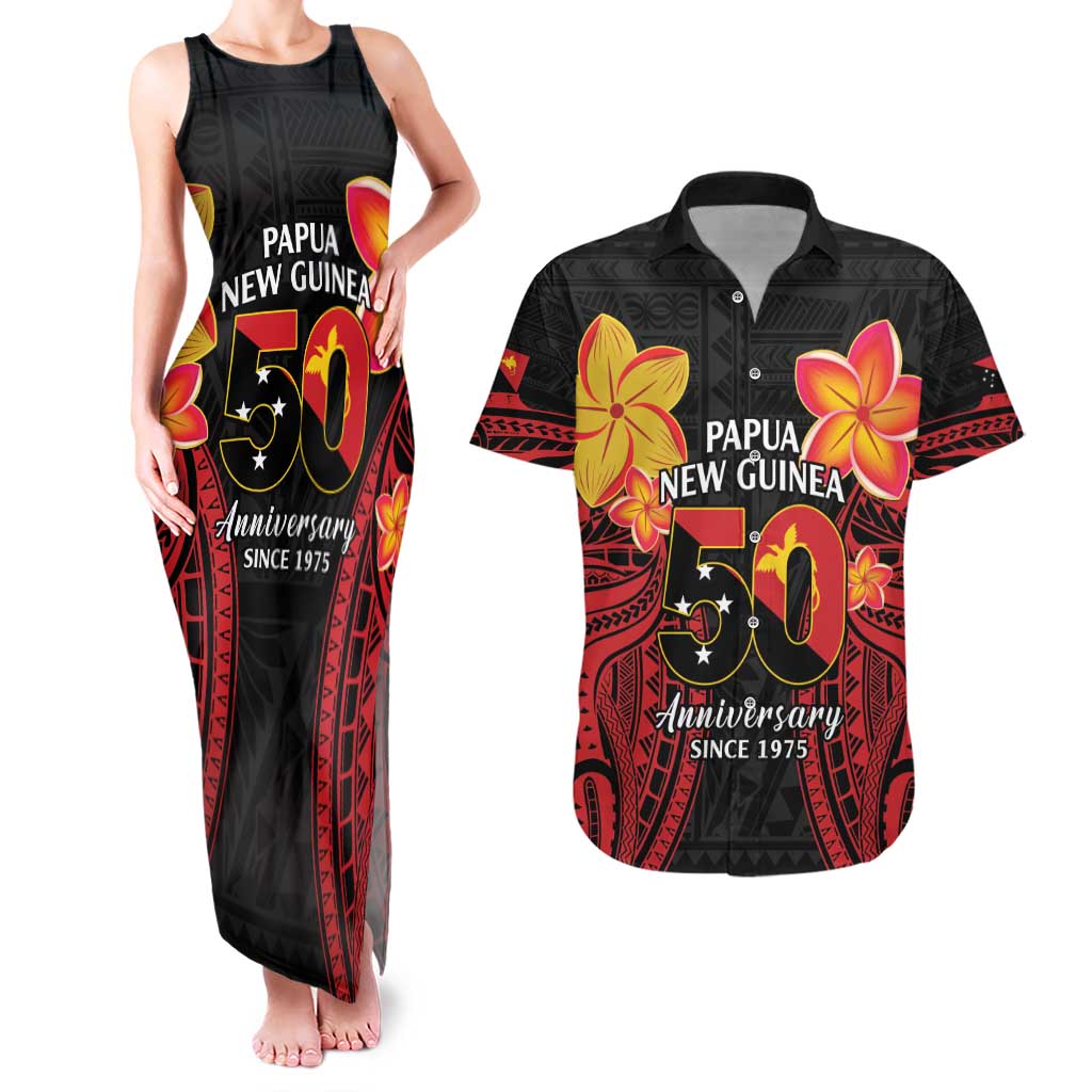Papua New Guinea Independence Day Couples Matching Tank Maxi Dress and Hawaiian Shirt PNG Since 1975 LT14