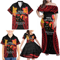 Papua New Guinea Independence Day Family Matching Off Shoulder Maxi Dress and Hawaiian Shirt PNG Since 1975 LT14