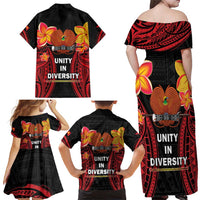 Papua New Guinea Independence Day Family Matching Off Shoulder Maxi Dress and Hawaiian Shirt PNG Since 1975 LT14