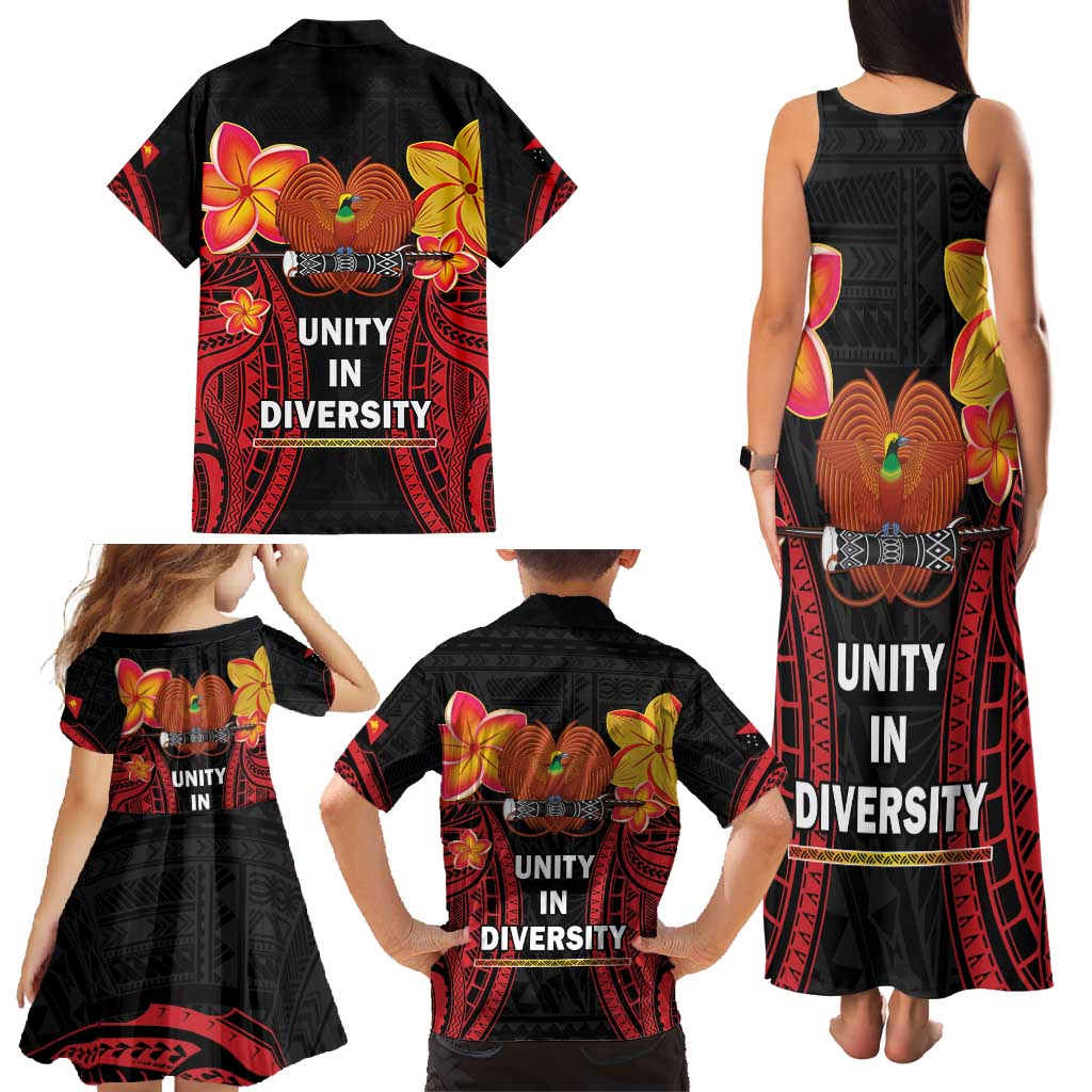 Papua New Guinea Independence Day Family Matching Tank Maxi Dress and Hawaiian Shirt PNG Since 1975 LT14
