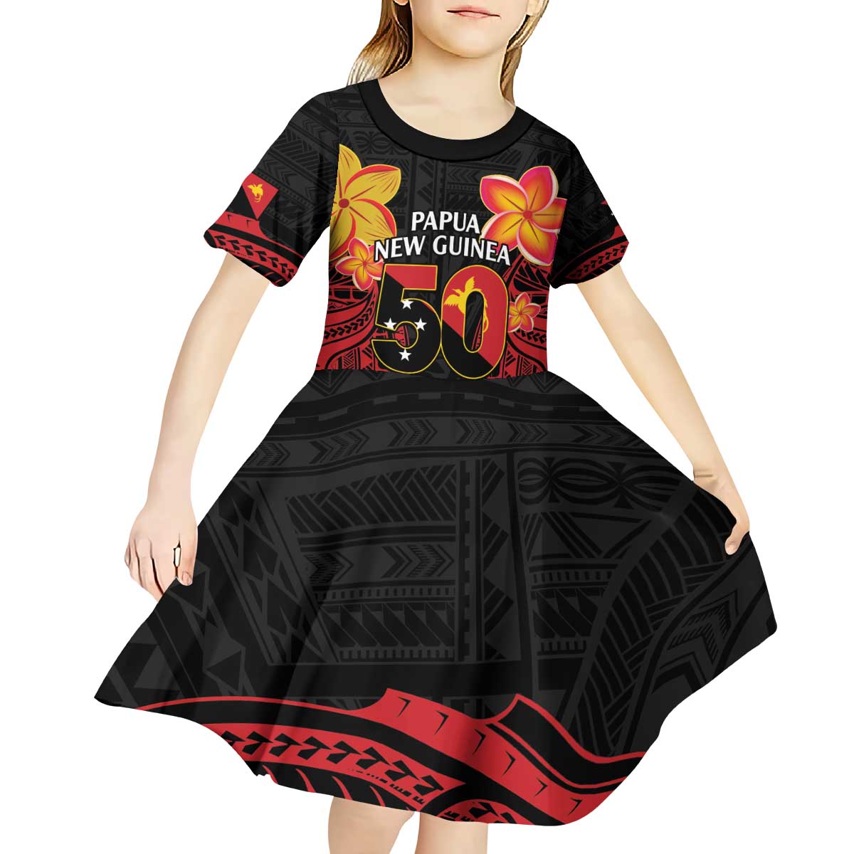 Papua New Guinea Independence Day Kid Short Sleeve Dress PNG Since 1975 LT14