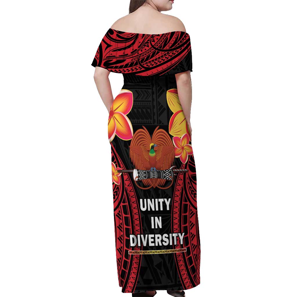 Papua New Guinea Independence Day Off Shoulder Maxi Dress PNG Since 1975 LT14