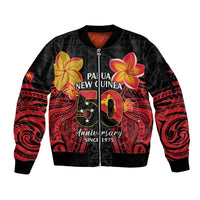 Papua New Guinea Independence Day Sleeve Zip Bomber Jacket PNG Since 1975 LT14