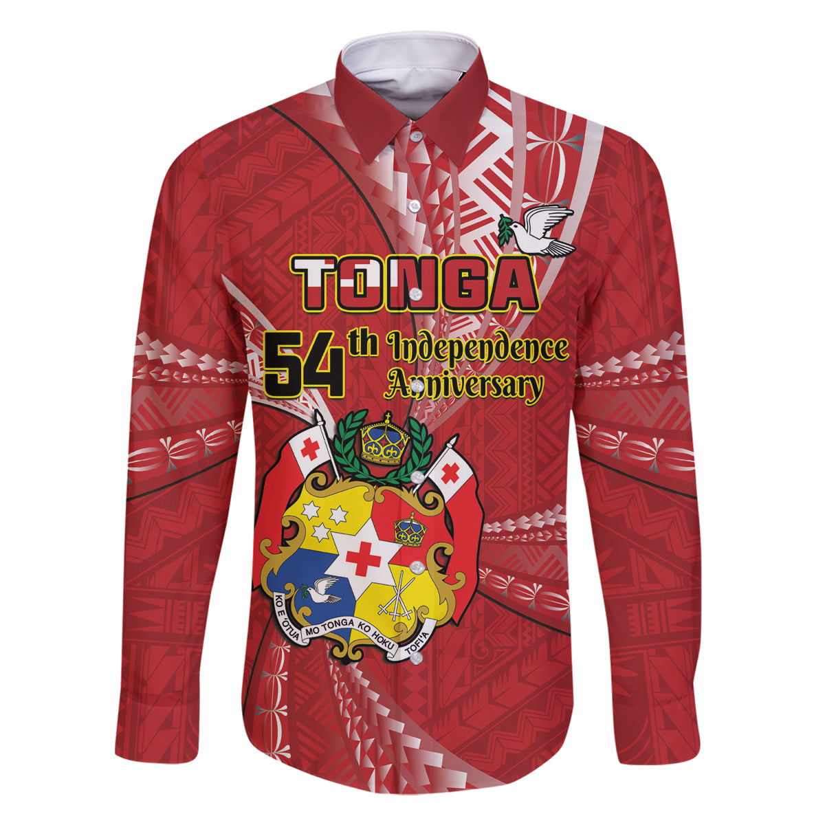 Personalised Tonga Independence Day Family Matching Long Sleeve Bodycon Dress and Hawaiian Shirt Happy 54th Independence Anniversary Ngatu Pattern