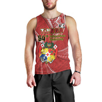 Personalised Tonga Independence Day Men Tank Top Happy 54th Independence Anniversary Ngatu Pattern
