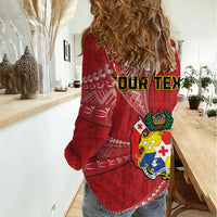 Personalised Tonga Independence Day Women Casual Shirt Happy 54th Independence Anniversary Ngatu Pattern LT14 - Polynesian Pride