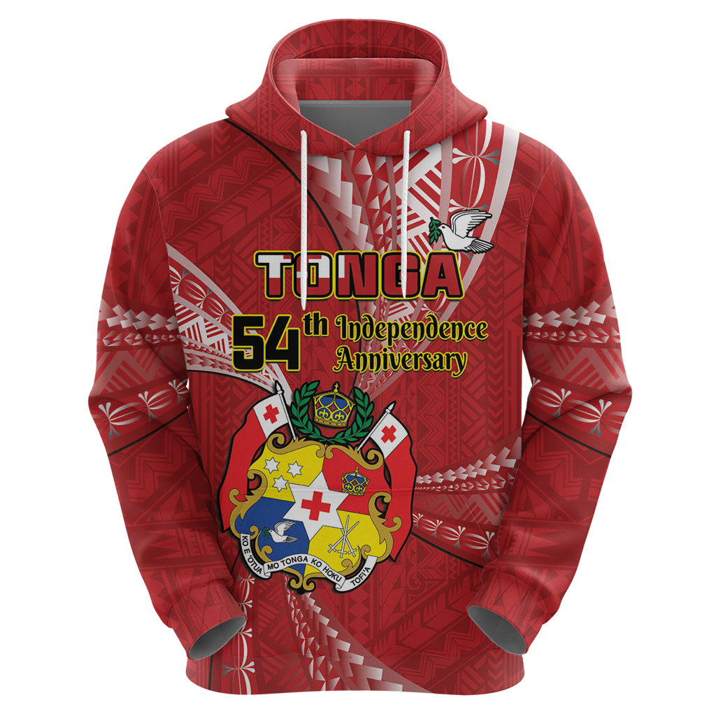Personalised Tonga Independence Day Zip Hoodie Happy 54th Independence Anniversary Ngatu Pattern
