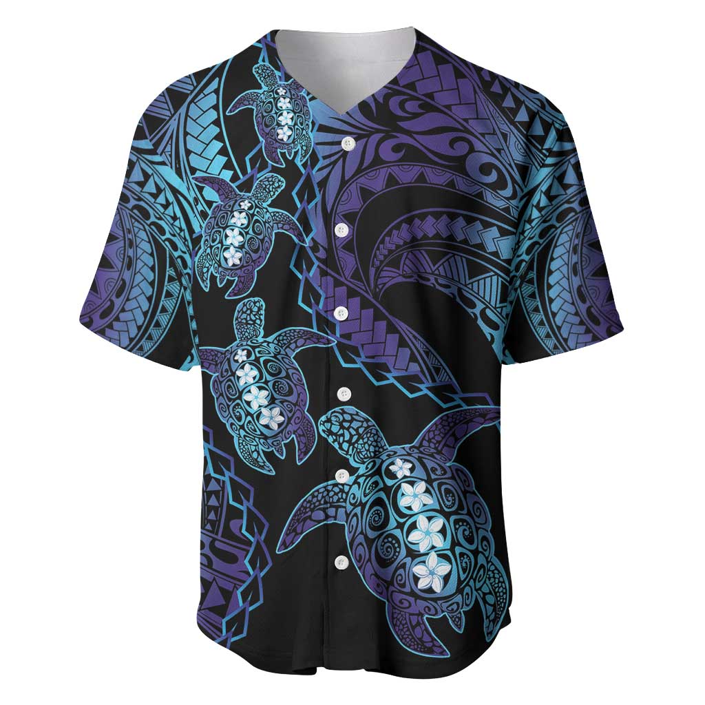 Polynesia Sea Turtle Day Baseball Jersey Tribal Honu Plumeria Polynesian Pattern LT14 Purple - Polynesian Pride