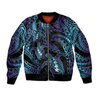 Polynesia Sea Turtle Day Bomber Jacket Tribal Honu Plumeria Polynesian Pattern