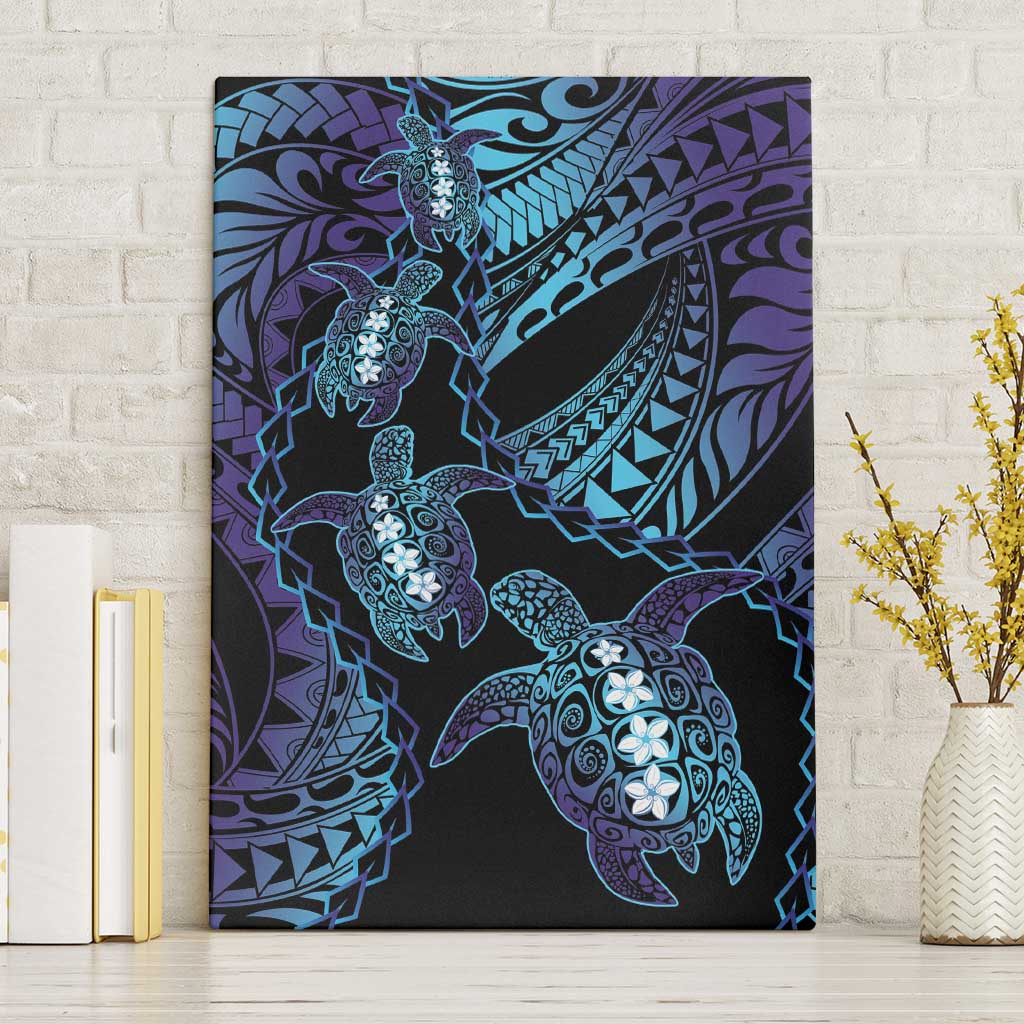 Polynesia Sea Turtle Day Canvas Wall Art Tribal Honu Plumeria Polynesian Pattern