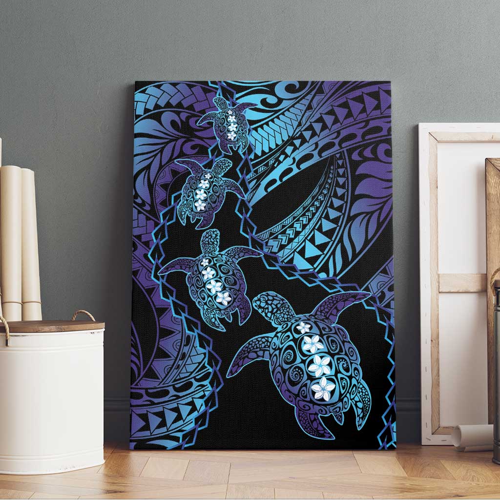 Polynesia Sea Turtle Day Canvas Wall Art Tribal Honu Plumeria Polynesian Pattern