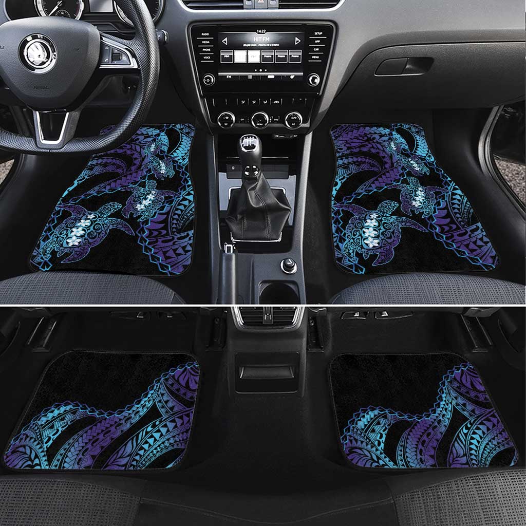 Polynesia Sea Turtle Day Car Mats Tribal Honu Plumeria Polynesian Pattern