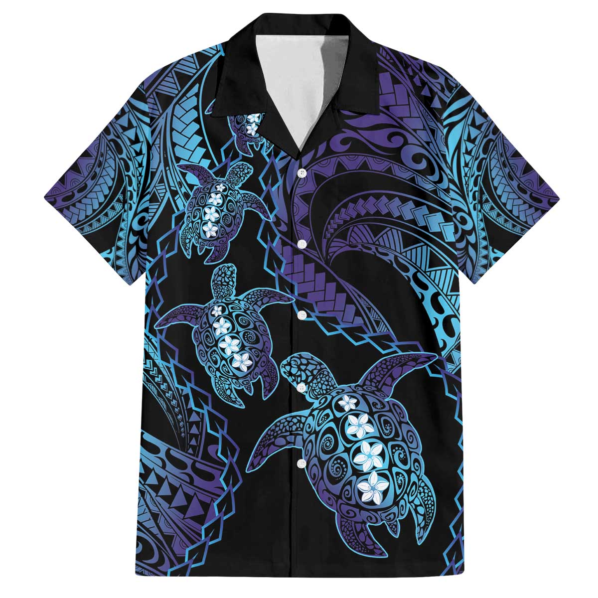 Polynesia Sea Turtle Day Family Matching Off The Shoulder Long Sleeve Dress and Hawaiian Shirt Tribal Honu Plumeria Polynesian Pattern