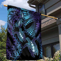 Polynesia Sea Turtle Day Garden Flag Tribal Honu Plumeria Polynesian Pattern