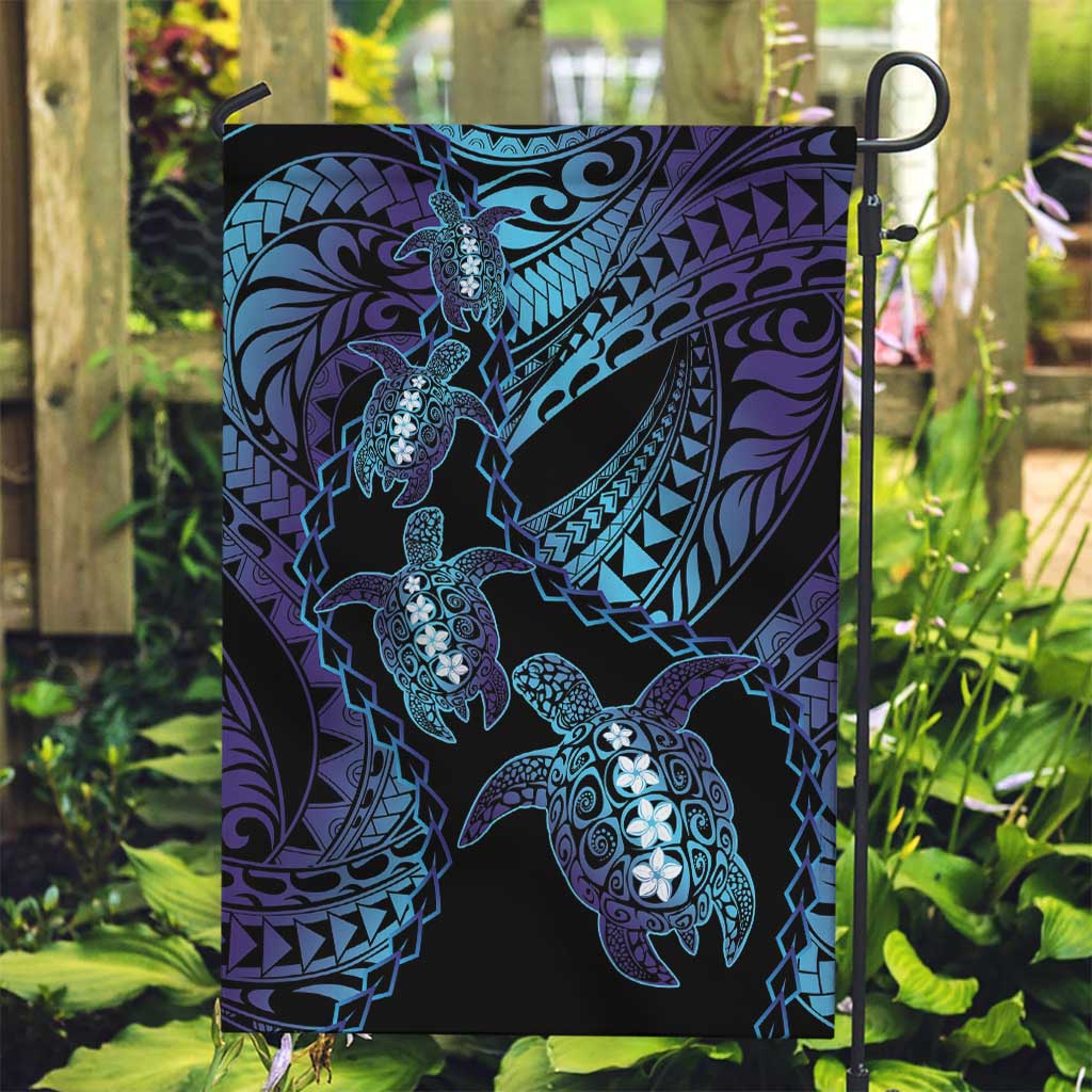 Polynesia Sea Turtle Day Garden Flag Tribal Honu Plumeria Polynesian Pattern