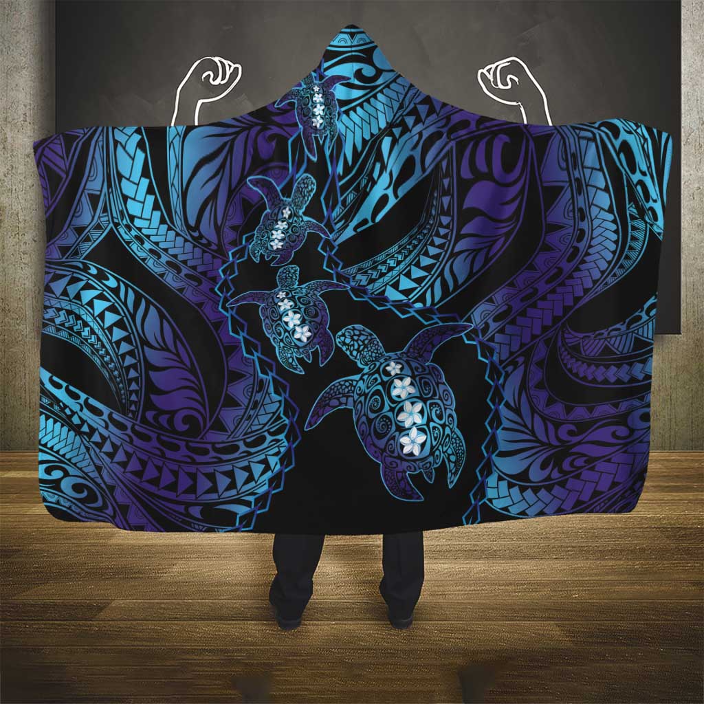 Polynesia Sea Turtle Day Hooded Blanket Tribal Honu Plumeria Polynesian Pattern LT14 - Polynesian Pride