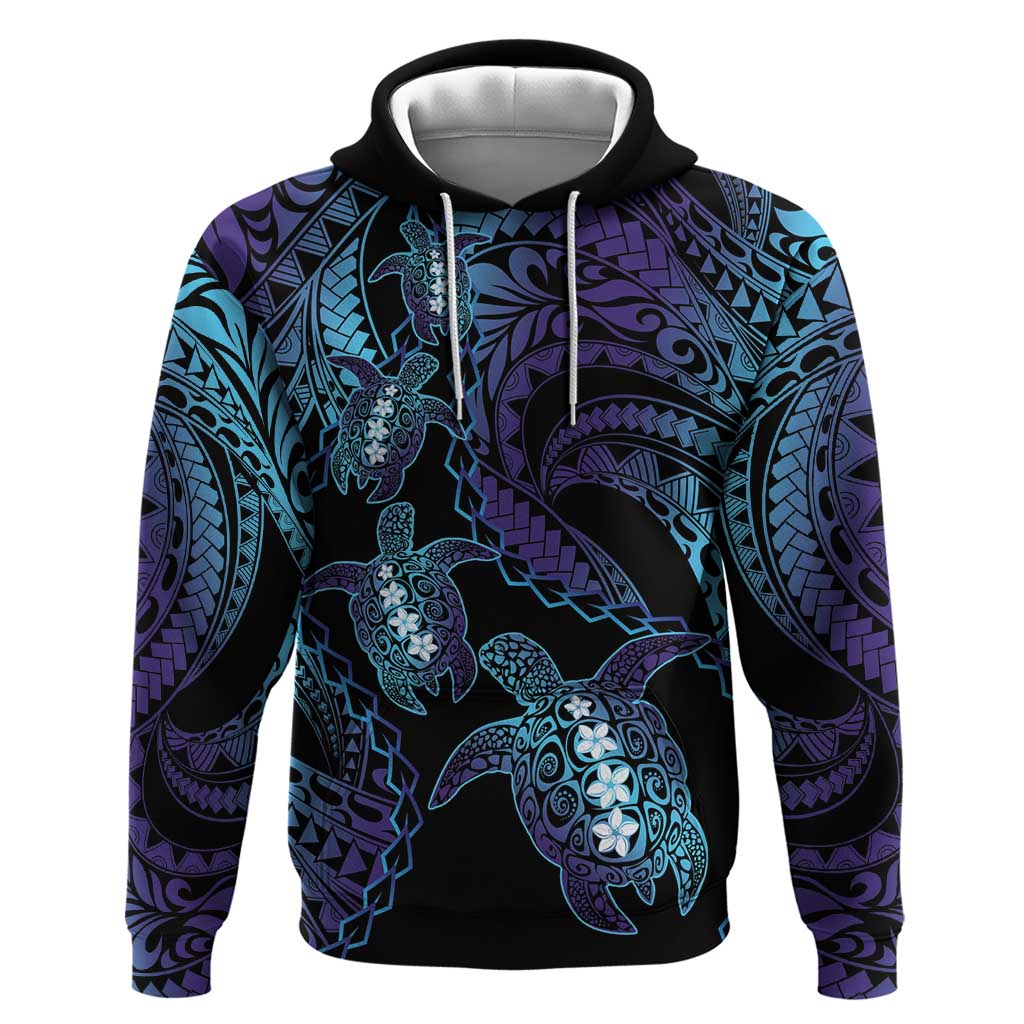 Polynesia Sea Turtle Day Hoodie Tribal Honu Plumeria Polynesian Pattern