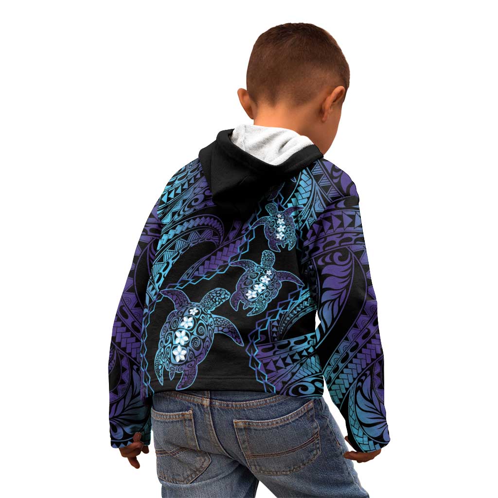 Polynesia Sea Turtle Day Kid Hoodie Tribal Honu Plumeria Polynesian Pattern LT14 - Polynesian Pride