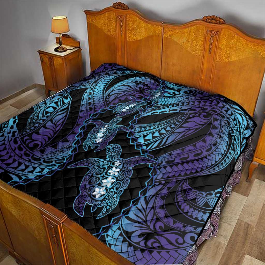 Polynesia Sea Turtle Day Quilt Tribal Honu Plumeria Polynesian Pattern