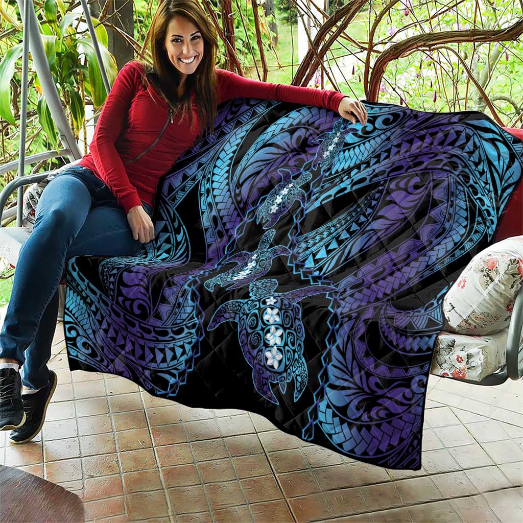 Polynesia Sea Turtle Day Quilt Tribal Honu Plumeria Polynesian Pattern