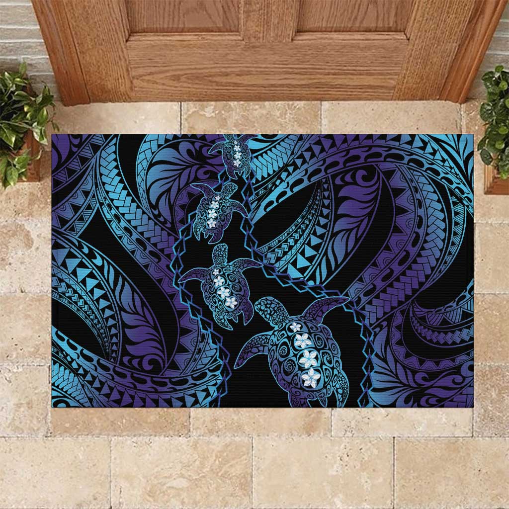 Polynesia Sea Turtle Day Rubber Doormat Tribal Honu Plumeria Polynesian Pattern LT14 Purple - Polynesian Pride