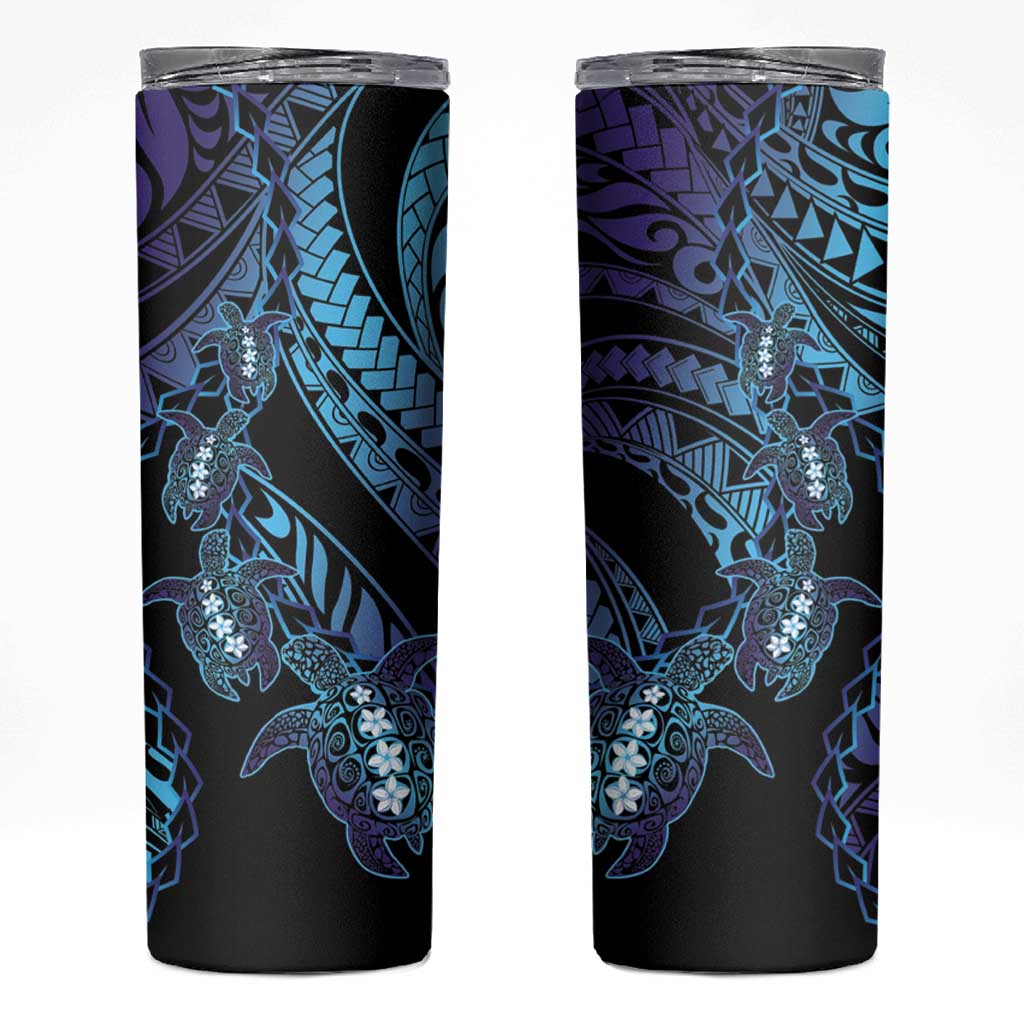 Polynesia Sea Turtle Day Skinny Tumbler Tribal Honu Plumeria Polynesian Pattern